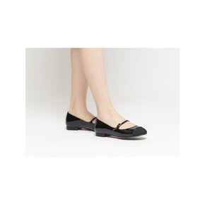 LIA Single 스트랩 플랫 Patent Leather Black