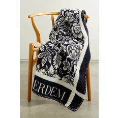 Intarsia Merino Wool And Cashmere-blend Blanket 네이비 46353151654717262