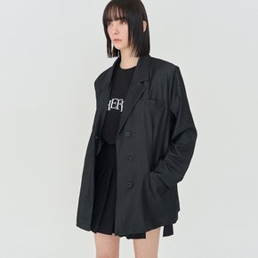 Oversized fit Unbalanced Single Jacket Black