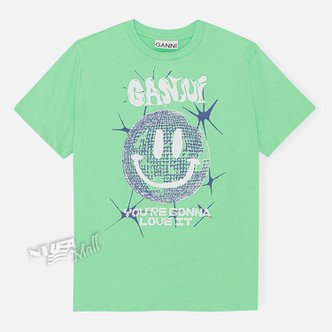 가니 반팔 티셔츠 PEAPOD T3359 GANNI LIGHT JERSEY SMILEY RELAXED T-SHIRT