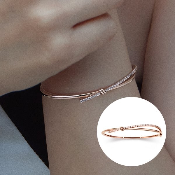 Love Knot 14K 큐빅 뱅글팔찌 SA24C25T