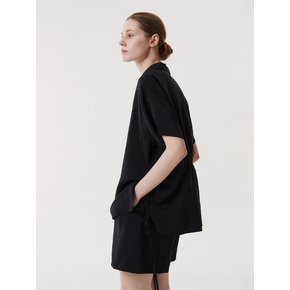 RAYON DRAWSTRING BLOUSE (BLACK)