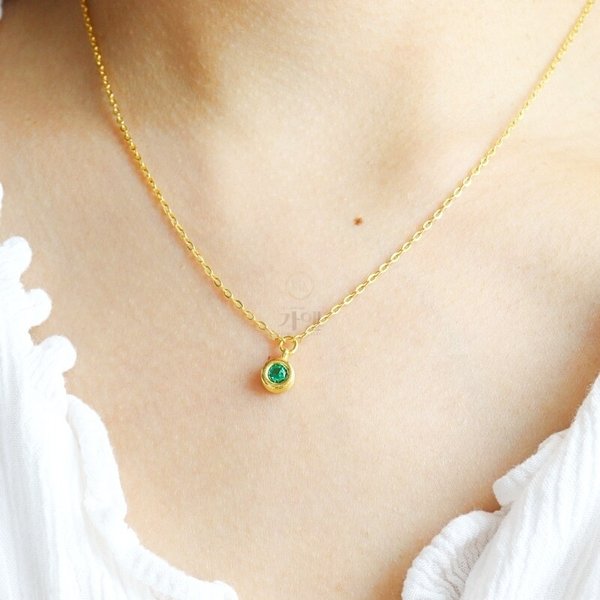 [가앤] 24k순금 심플 네츄럴 큐빅 목걸이3.75g