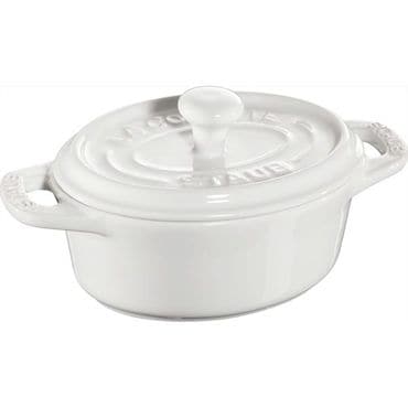  일본 스타우브 냄비0108 staub Ceramic Cocotte Oval 40511089 Mini White 4.3 inches 11 cm Hea