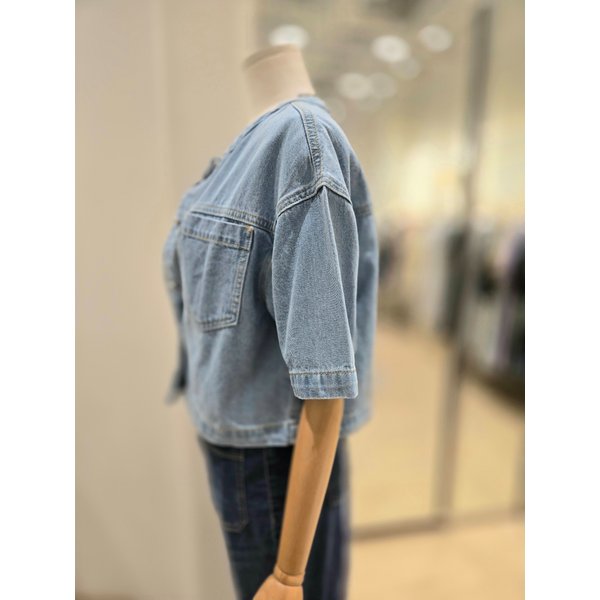 [부산점] 박시핏 4부 크롭 데님 자켓(PQ2DJ461)