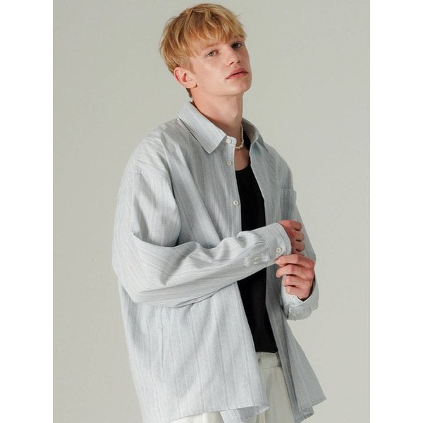 플루터 스트라이프 셔츠 라이트블루 HSLS7804