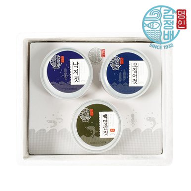 김정배 명인젓갈 선물세트 실속 1호 A(오징어젓250g,백명란젓파지250g,낙지젓250g)