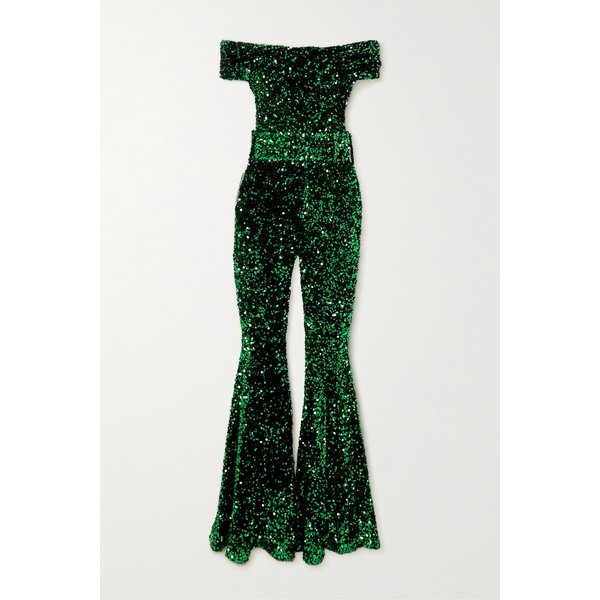 리차드퀸 오프 더 숄더 시퀸 튤 점프수트 그린 1647597302578471