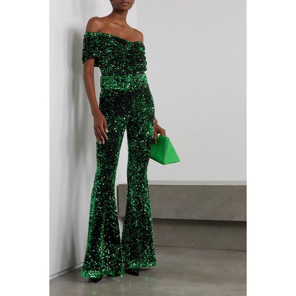 리차드퀸 오프 더 숄더 시퀸 튤 점프수트 그린 1647597302578471