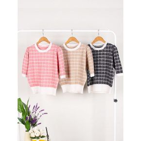 멜리R 라운드넥 반팔 니트_P371491496