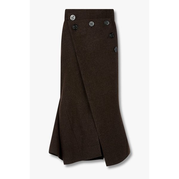 여성 울 멜턴 버튼 디테일 스커트 6415316511000