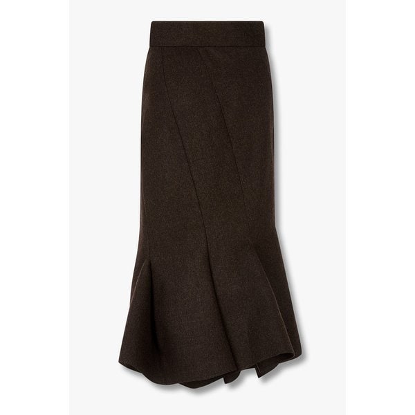 여성 울 멜턴 버튼 디테일 스커트 6415316511000