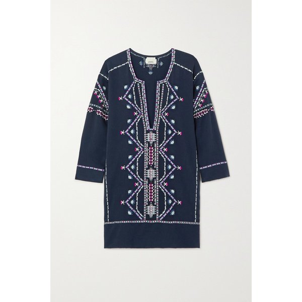 켐시 시퀸 장식 자수 코튼 미니 드레스 네이비 1647597302556759