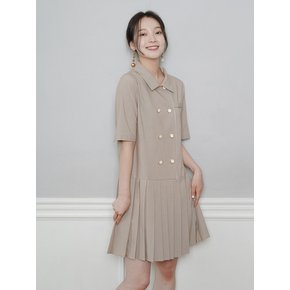 Pleated Double Button Jacket One-piece_beige