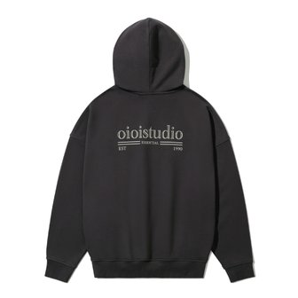 5252 BY O!Oi LAYERED LOGO HOODIE_DARK GREY