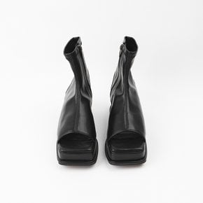 여성 앵클부츠 6cm 여자 스판 샌들 부츠 키높이 통굽 토오픈 발편한 스퀘어토 FB24306 블랙