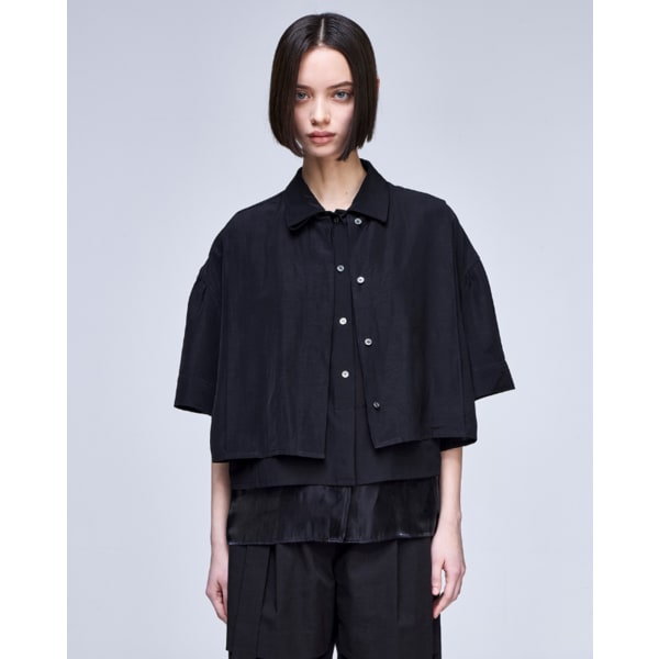 [파주점] [송지오우먼]송지오 컬렉션 플레이트 하프 셔츠 블랙 WH3SH709BK