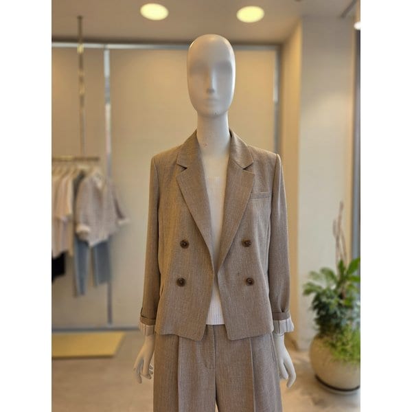 [여주점] [더 아이잗] 여성 롤업 더블 버튼 크롭 재킷 (IS4M0JK712)