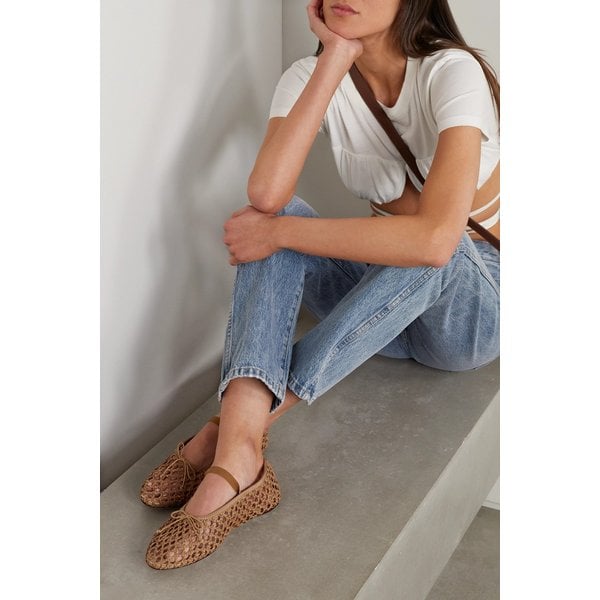 로플러 랜달 레오니 그로그랭 트리밍 라피아 메리 제인 발레리나 플랫 브라운 1647597302418727