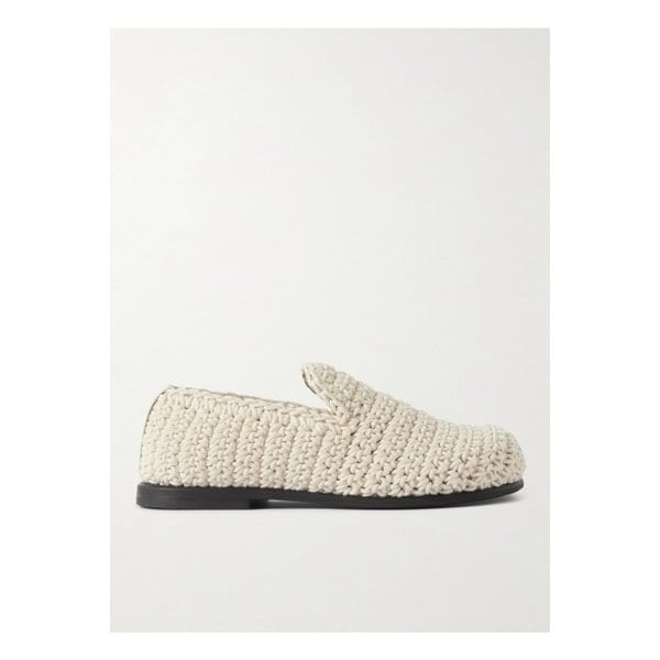 크로셰 가죽 트리밍 코튼 로퍼 아이보리 1647597333614093