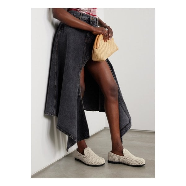 크로셰 가죽 트리밍 코튼 로퍼 아이보리 1647597333614093