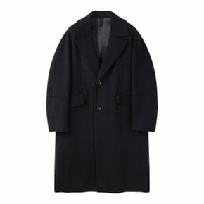 Black Oversized Fit Wool Chesterfield Coat _CWCAW24606BKX