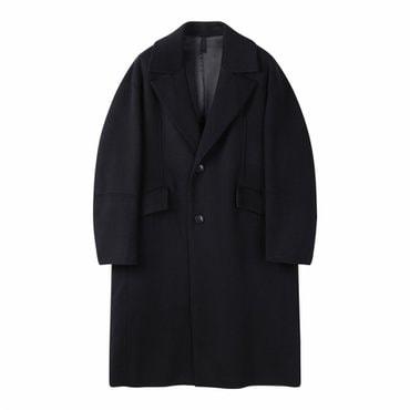 커스텀멜로우 Black Oversized Fit Wool Chesterfield Coat _CWCAW24606BKX