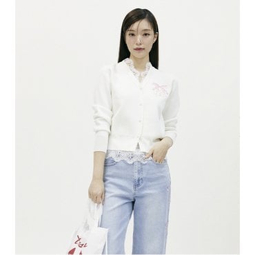 플라스틱아일랜드 [C]리본자수 가디건 (PR2KG361)