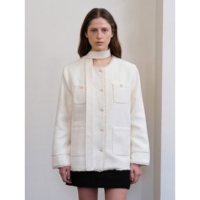 CLAIR SCARF HALF TWEED JACKET (IVORY)