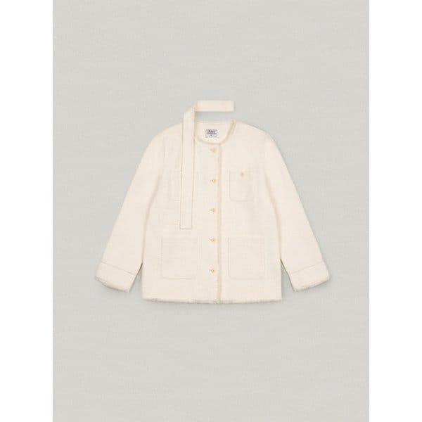 CLAIR SCARF HALF TWEED JACKET [IVORY]