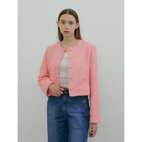 ROUND TWEED JACKET - Pink