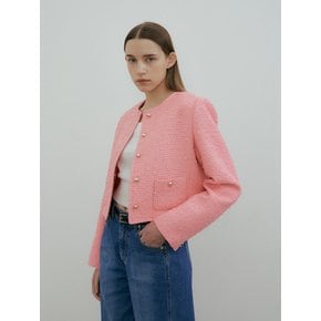 ROUND TWEED JACKET - Pink