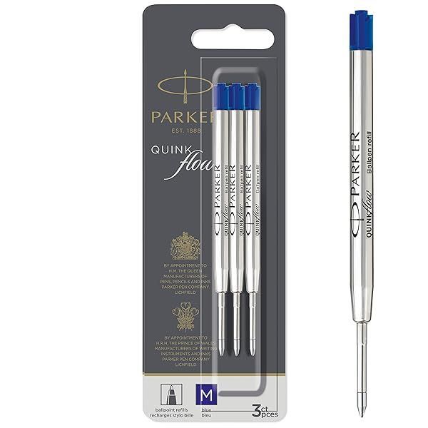 독일 파카 만년필 PARKER QUINKflow Ballpoint Pen Refills Medium Tip Blue Pack ...