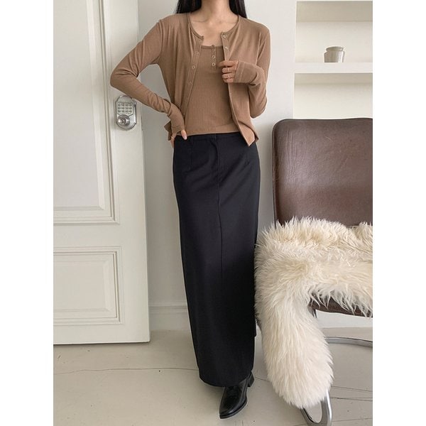 Ring Snap Cardigan - Beige