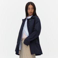 Leather Combo Half Trench_NAVY