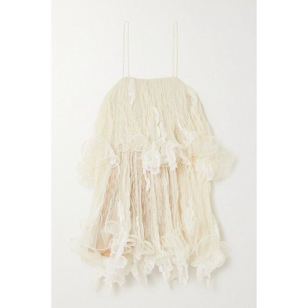 다니엘 프랑켈 웬델 티어드 러플 레이스 튤 미니 드레스 아이보리 1647597304032921