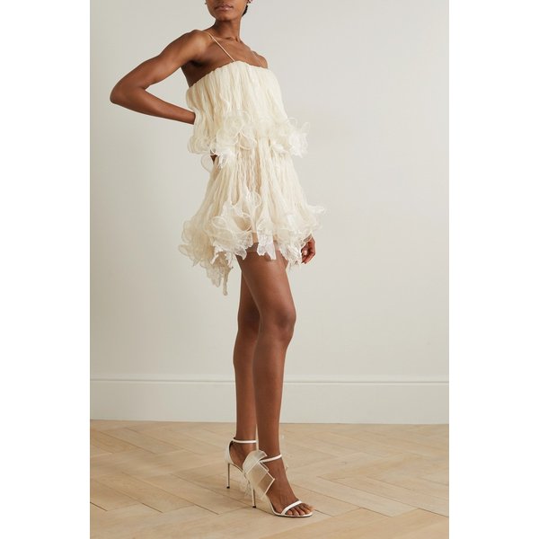 다니엘 프랑켈 웬델 티어드 러플 레이스 튤 미니 드레스 아이보리 1647597304032921