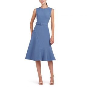 4394903 Kay Unger Janet Belted Cocktail Midi Dress