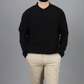 WCM~2XL 남자 심플 헨리넥 긴팔 티셔츠