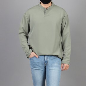 WCM~2XL 남자 심플 헨리넥 긴팔 티셔츠