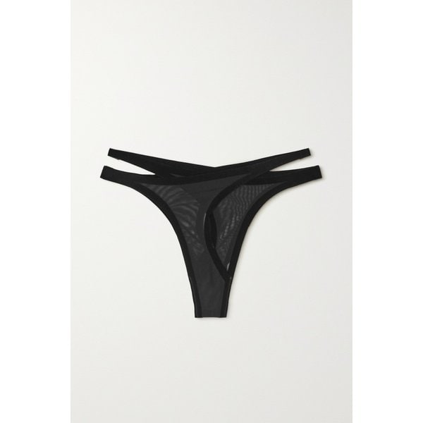 Mugler Cutout Flocked Stretch-tulle Thong 블랙 1647597297389738