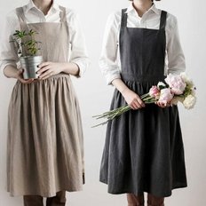  내츄럴 워싱면 원피스 앞치마 대형 포켓 꽃집 어린이집 유치원 학교 카페 커피숍 다용도