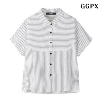 GGPX 정상가:69,000원  스트라이프 차이나 카라 가오리핏 셔츠 (GOBBA014D)