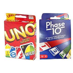 Mattel Phase 10 카드 게임 및 UNO 카드 게임 콤보 팩 2개