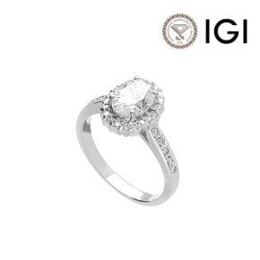 14k IGI 1.03ct D VS1 랩다이아몬드 1캐럿 오벌 헤일로 반지