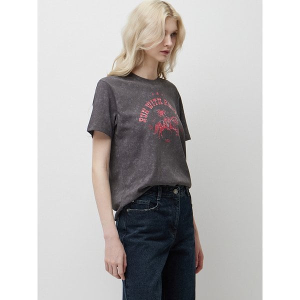 홀스 프린트 반팔 티셔츠_DG