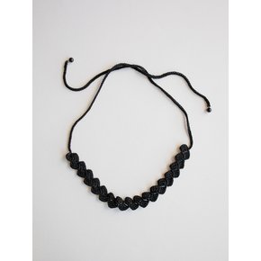 Black silky crochet knit choker