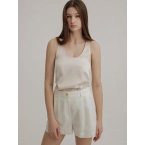 TWO-TUCK LINEN SHORT PT (WHITE)