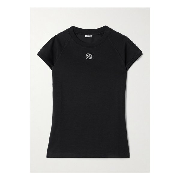 아나그램 자수 코튼 혼방 저지 티셔츠 블랙 46376663162862001