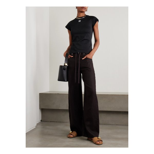 아나그램 자수 코튼 혼방 저지 티셔츠 블랙 46376663162862001